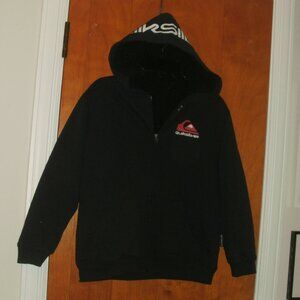 Quiksilver Black Sherpa Lined Zip Up Hoodie Sporty Sweatshirt Jacket size M
